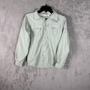 Columbia Shirt Mens Large‎ Light Green Omni-Shade Long Sleeve Fishing Outdoor